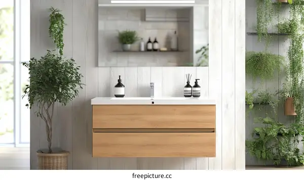 Modern Bathroom Vanity with Plants