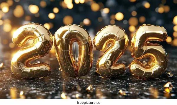 Golden Balloons Celebrating 2025