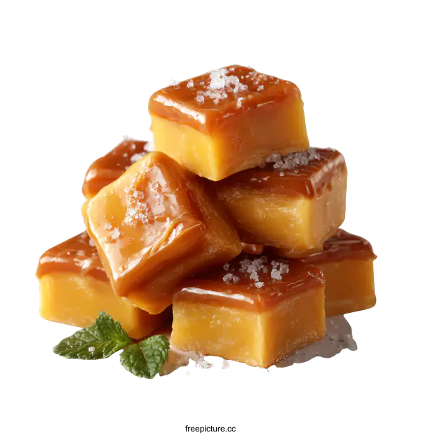 [Transparent Background PNG]Delicious Caramel Squares with Sea Salt