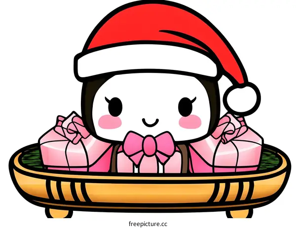 Cute Christmas Character with Presents Illustration