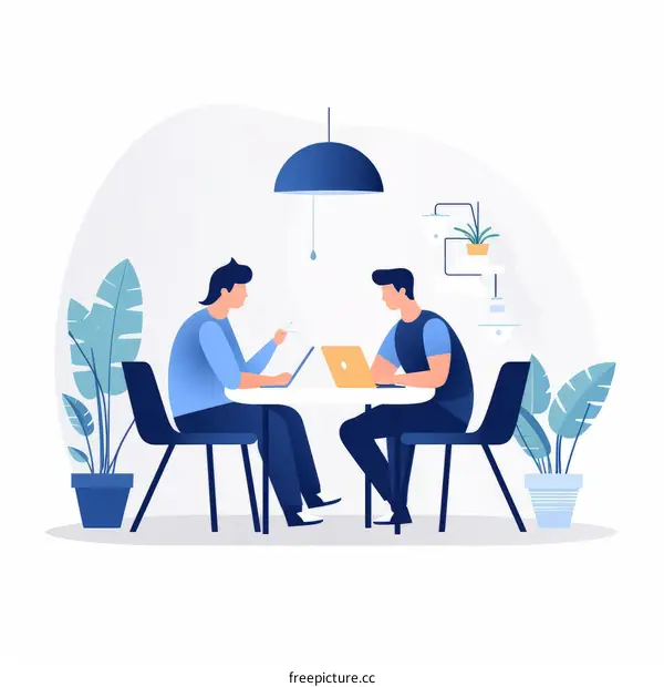 Office Workers Collaborating on Laptops