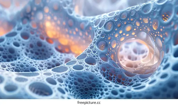 Complex Structure with Yellow Glowing Interior