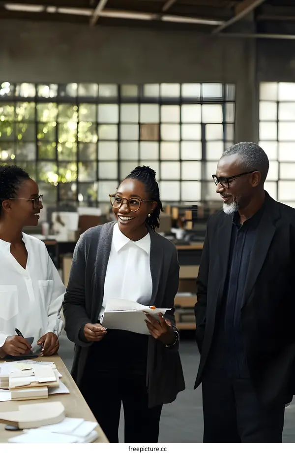 African American Business People Working in Office