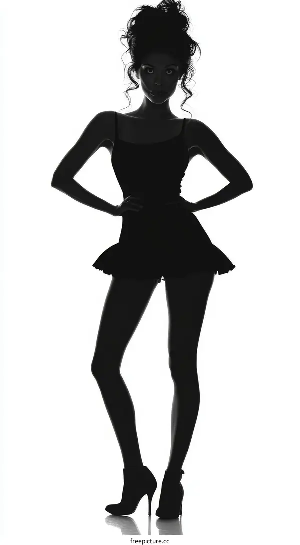 Black Silhouette of a Stylish Woman