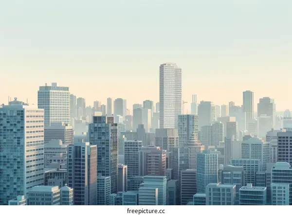 Modern Skyscrapers Against a Blue Sky