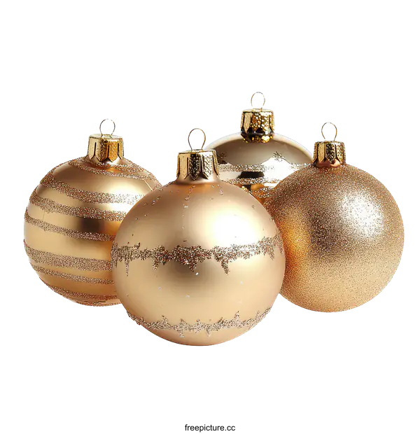 [Transparent Background PNG]Golden Christmas Ornaments Decorative Balls