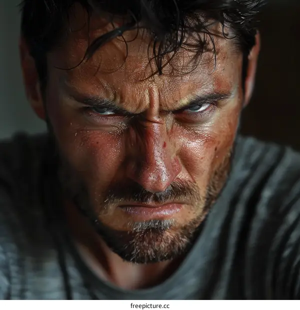 Closeup Portrait of an Angry Caucasian Man