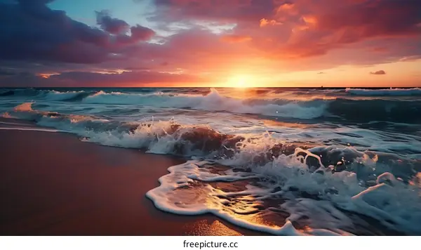 Pink clouds over the ocean at sunset