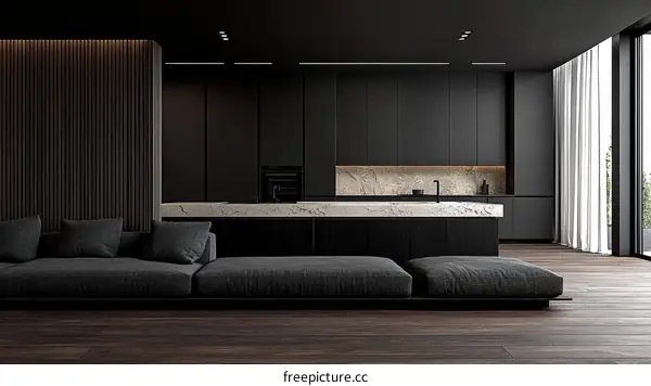 Modern Minimalist Dark Kitchen Interior Design