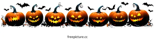 Halloween Pumpkins with Bats