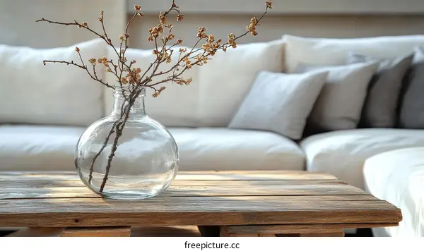 Rustic Living Room Decor with Dried Branches
