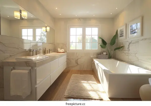 Modern Bathroom Interior with Bathtub