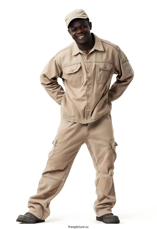 Smiling African Man in Workwear