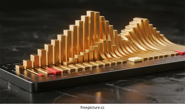 Golden Curved Sound Bars with Black Base and Colorful Accents