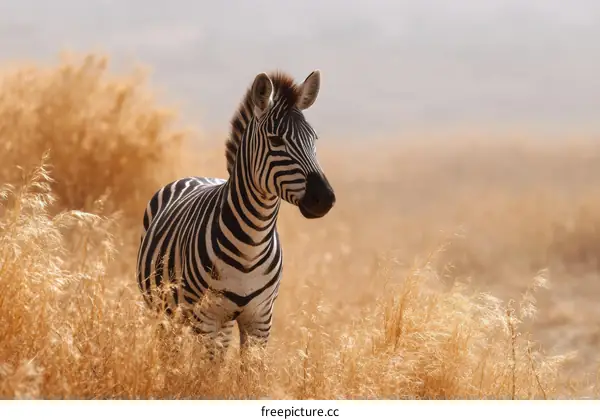 Zebra in the Dry Grassland