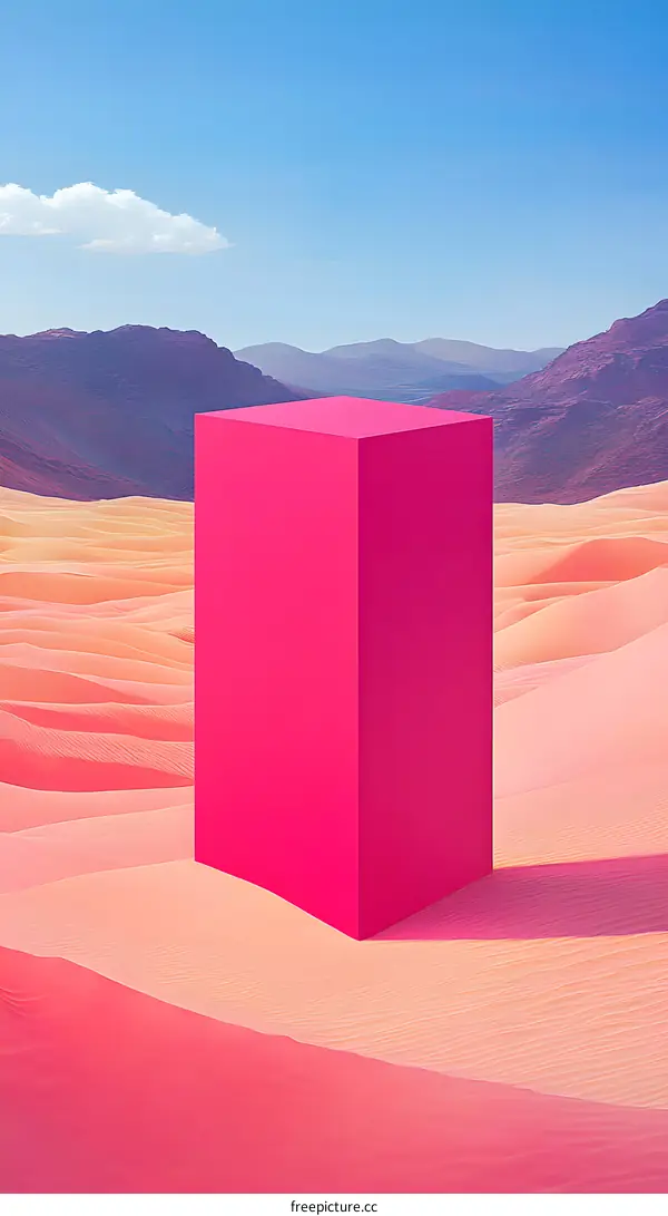 Pink Cube in the Desert