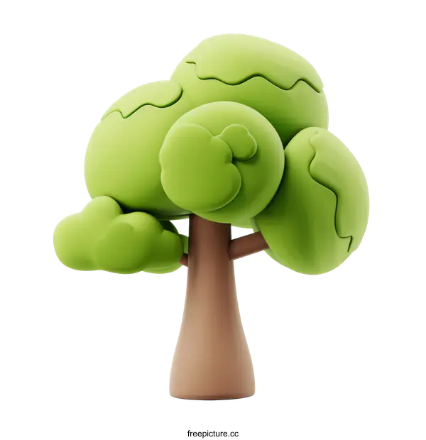 [Transparent Background PNG]3D Cartoon Green Tree Illustration