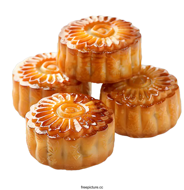 [Transparent Background PNG]Four mooncakes