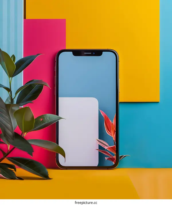 Modern Smartphone Mockup with Colorful Background