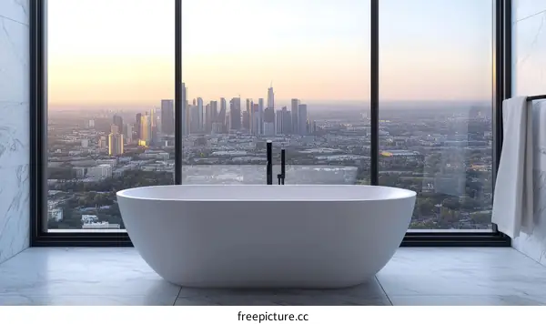 Luxury Modern Bathroom with City View