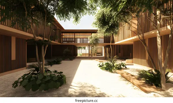 Modern Japanese Courtyard Architecture Design
