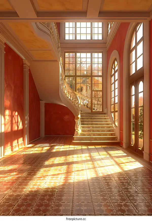 Grand Staircase in an Elegant Foyer