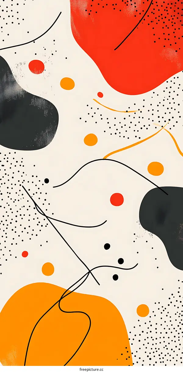 Abstract Art Background with Red Yellow and Black Shapes