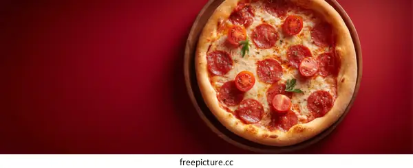 Delicious Pepperoni Pizza on Wooden Plate
