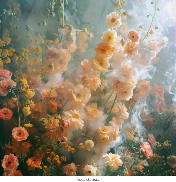 Flowers in the mist