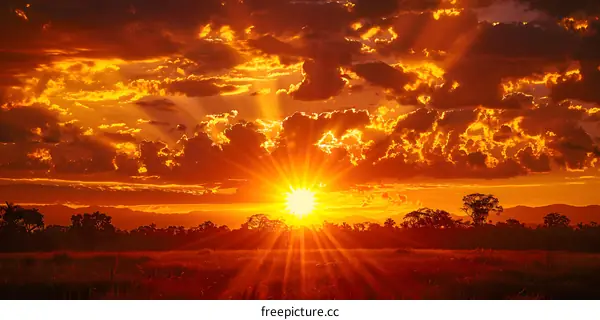 Golden Sunset with Cloudy Sky