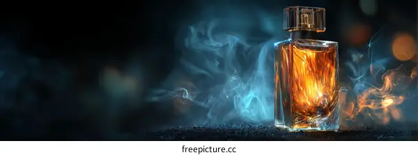 Elegant Perfume Bottle with Smoky Background
