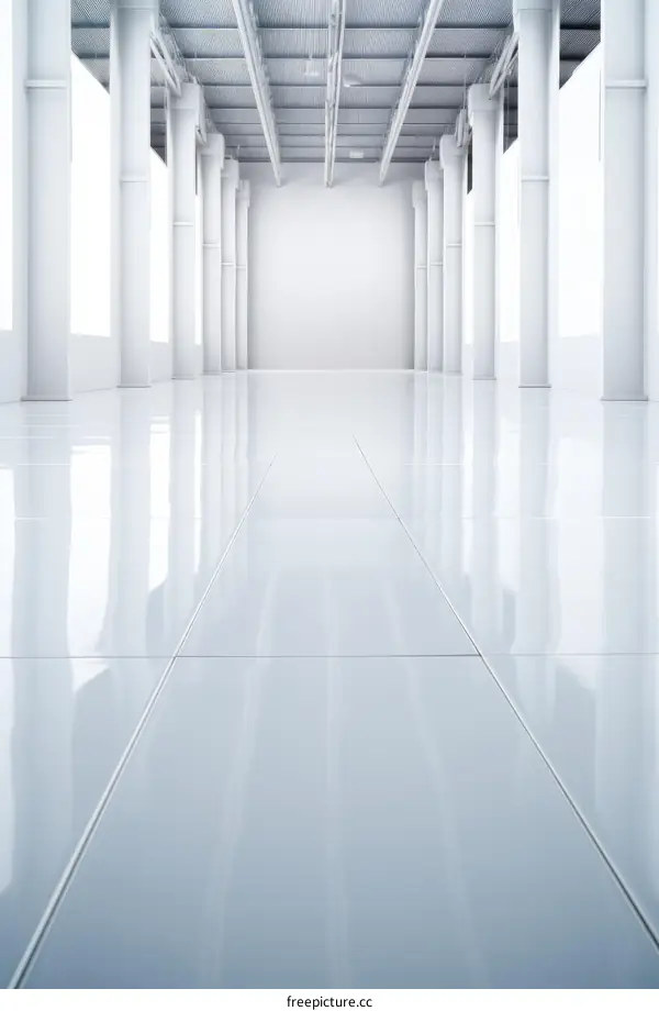 Modern Empty Room with Polished Concrete Columns