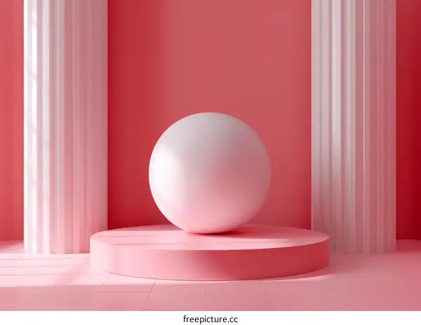 Minimalist Pink Podium with Sphere