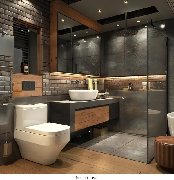 Modern Rustic Industrial Bathroom Design Interior