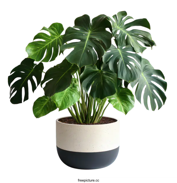 [Transparent Background PNG]Monstera Deliciosa Plant in Modern Pot