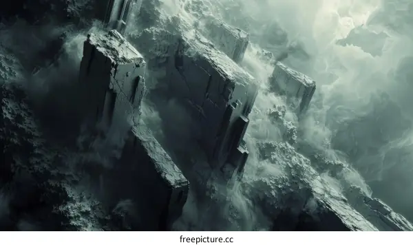 Fantasy Mystical Floating Rocks Above Clouds