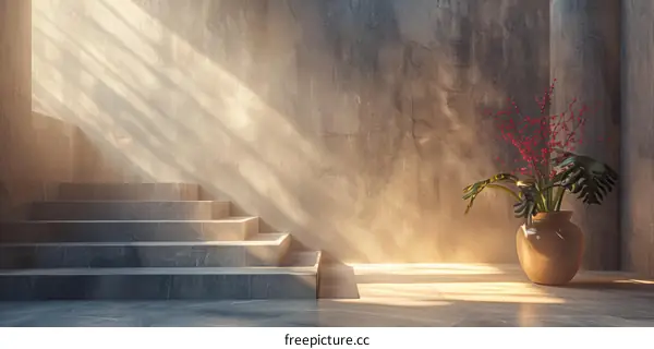 Modern Interior Design with Sunlight Beams