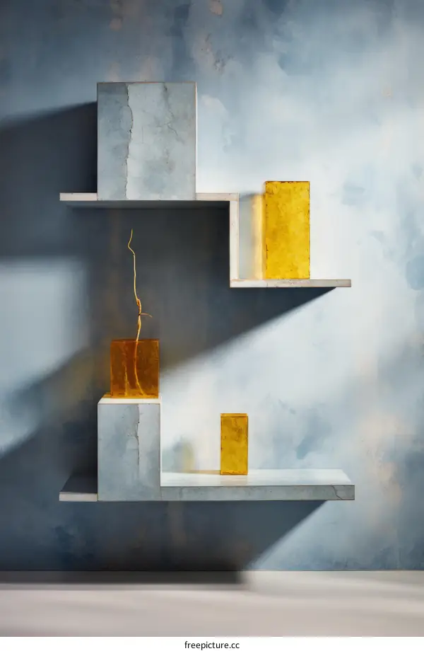 Blue and yellow abstract still life