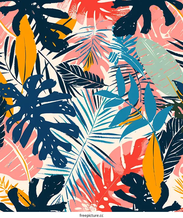 Tropical Leaves Pattern Design Abstract Background Illustration