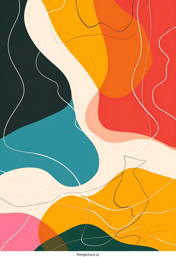Abstract Colorful Shapes Design With Lines