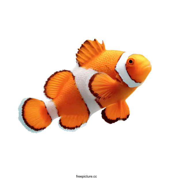 [Transparent Background PNG]Orange and White Clownfish Isolated on White Background