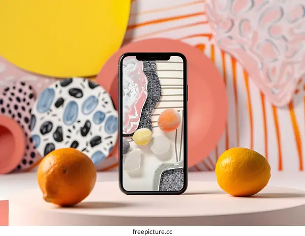 Abstract Mobile Phone Wallpaper Displayed on a Table