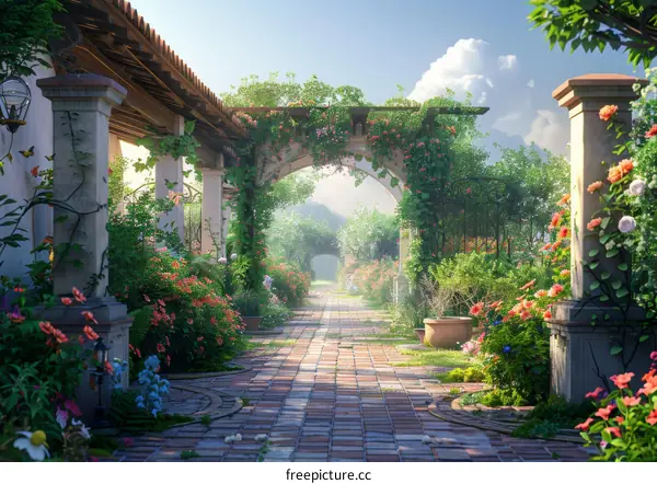 Fantasy Garden of Flowers and Plants