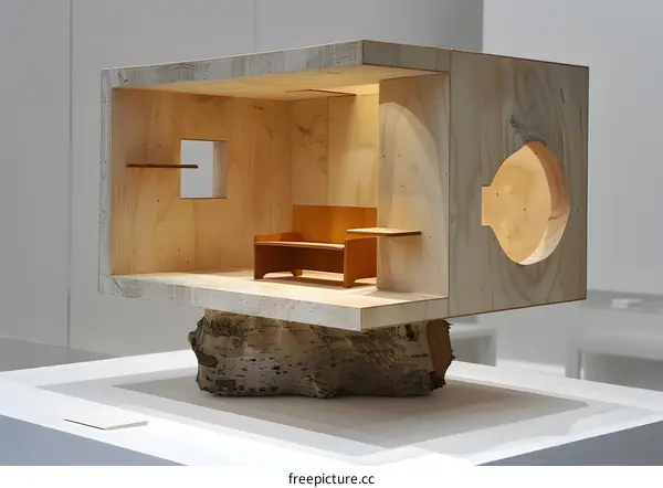 Wooden model of a small house
