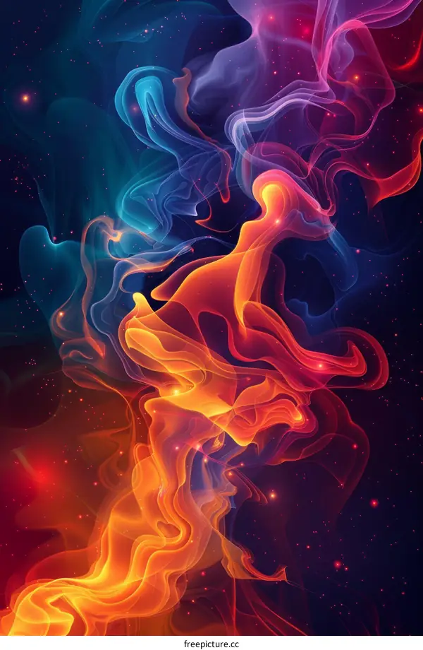 Abstract Colorful Flowing Patterns in Space
