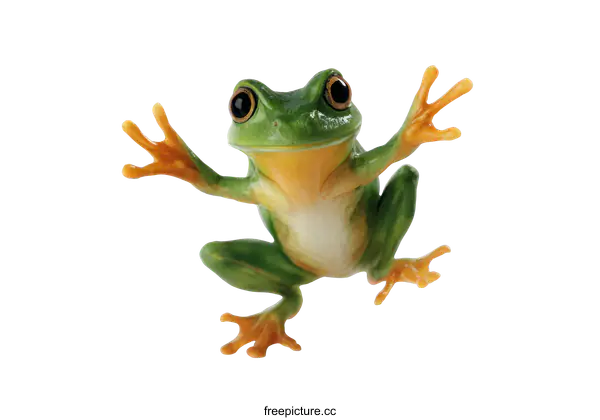 [Transparent Background PNG]Cute Green Frog in a Playful Pose