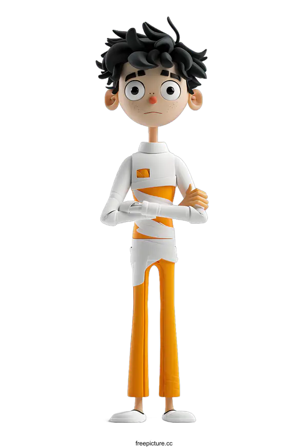 [Transparent Background PNG]Cartoon Boy Wrapped In White Bandages