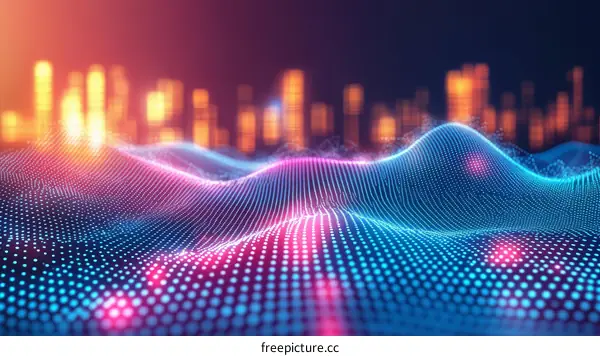 Abstract Digital Cityscape Waveform