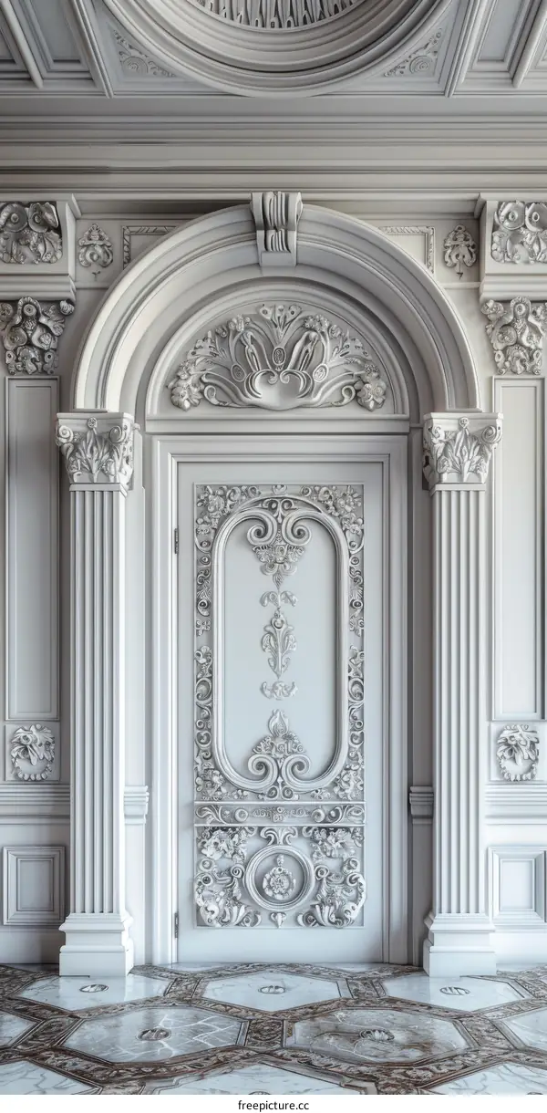 Ornate White Doorway in a Luxurious Mansion