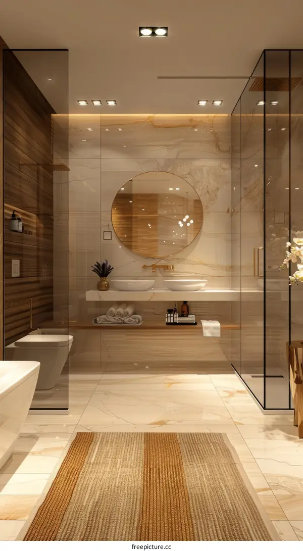 Modern Bathroom Interior Design with Marble Tiles
